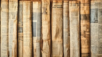 The background of aged newsprint in the grunge style. A wall with the Texture of old newspapers,