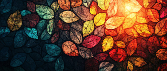 Vibrant Autumn Leaves Pattern Background