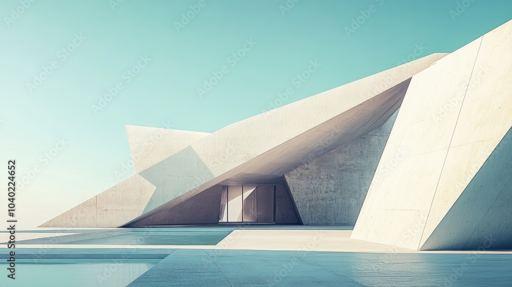 Poster futuristic architecture with sharp lines and a clear sky, perfect for copy space