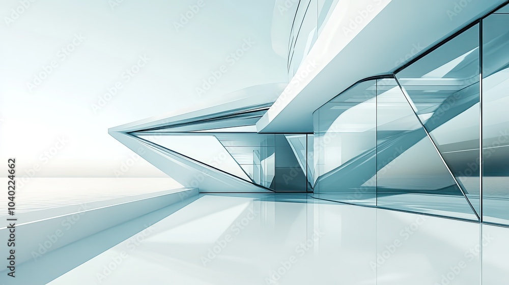Poster futuristic architecture with sharp lines and a clear sky, perfect for copy space