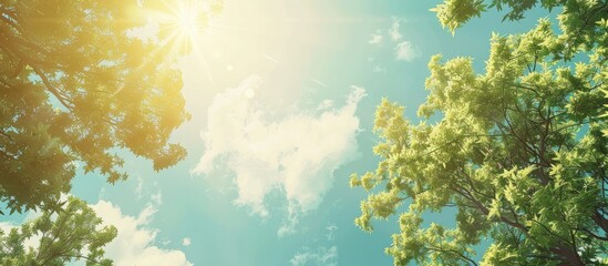 A bright clear sky filled with sunlight creates a serene and picturesque environment perfect for a copy space image