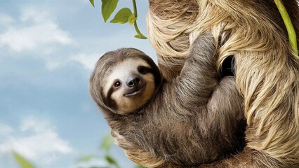 Fototapeta premium Sloth Banner Template
