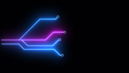 Glowing printed circuit, abstract background