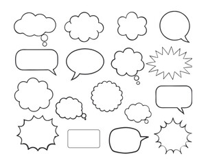 Speech bubble, speech balloon, chat bubble line art vector icon for apps and websites