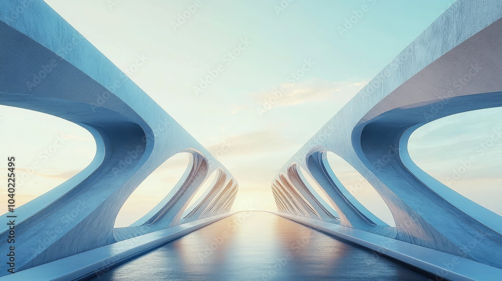 Poster futuristic modern bridge with sleek architecture and ample space for branding or text