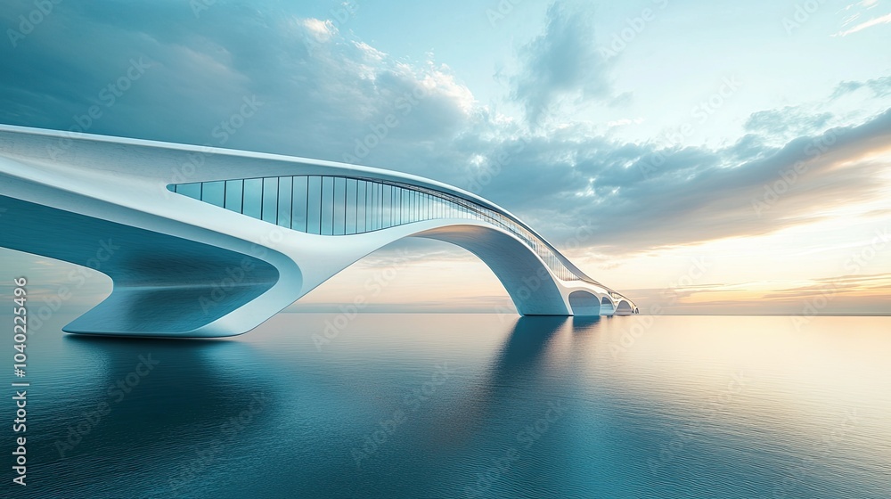 Poster futuristic modern bridge with sleek architecture and ample space for branding or text