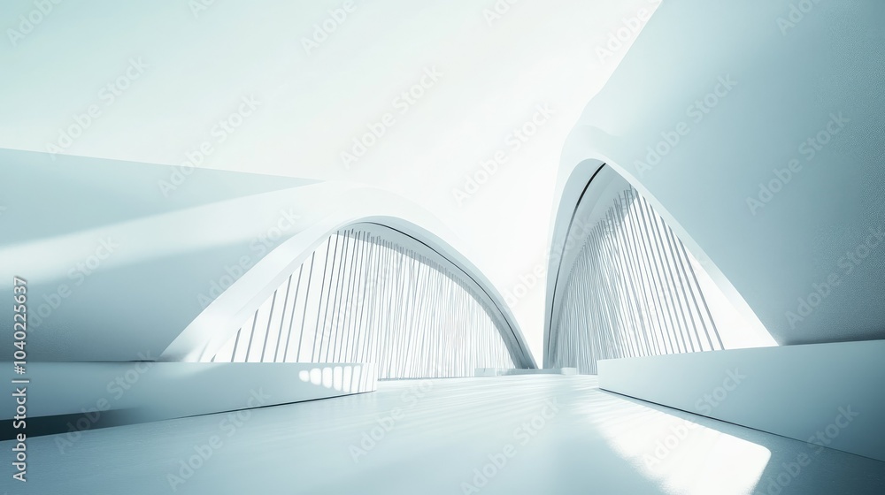 Poster futuristic modern bridge with sleek architecture and ample space for branding or text