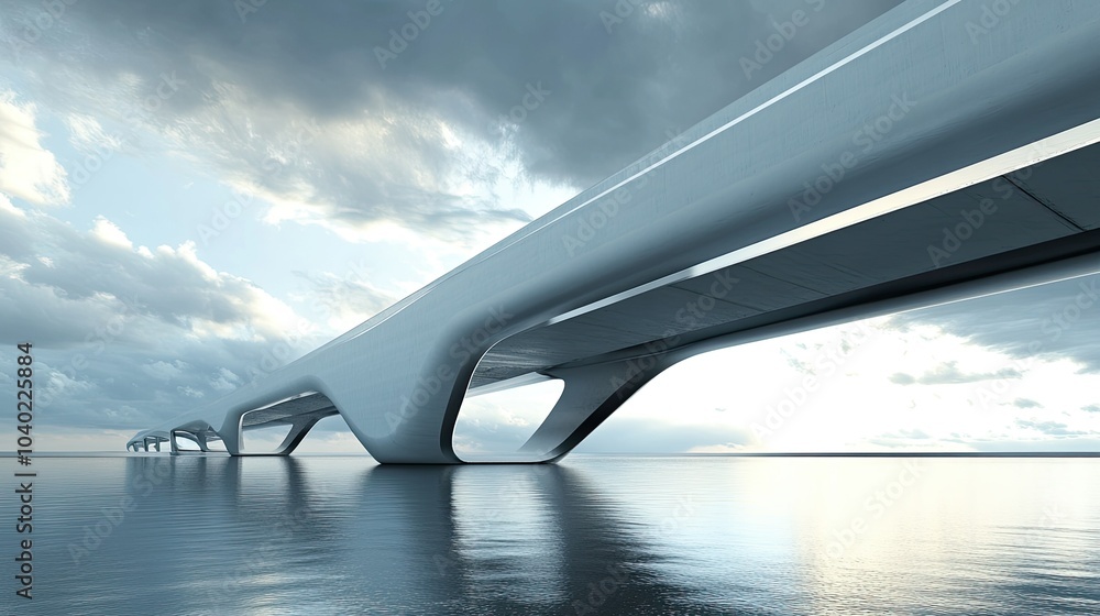 Poster futuristic modern bridge with sleek lines and ample copy space