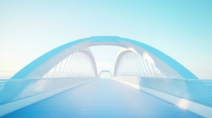 Futuristic modern bridge with sleek lines and a clear sky, offering room for text or branding