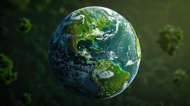 Ecology and environment concept with green planet Earth
