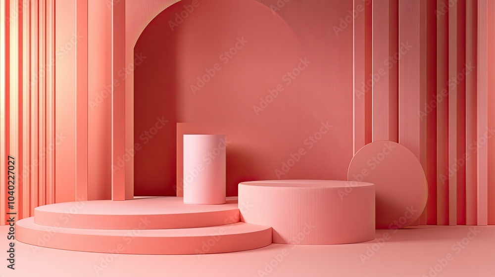 Fototapete minimalist abstract 3d shapes in a modern design, perfect for text or branding