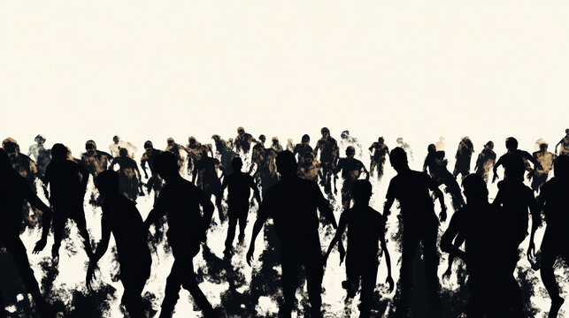 A horde of zombies on a white background