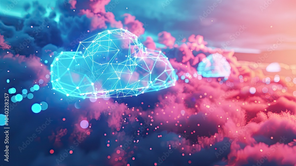Aufkleber digital data processing in the virtual cloud abstract background