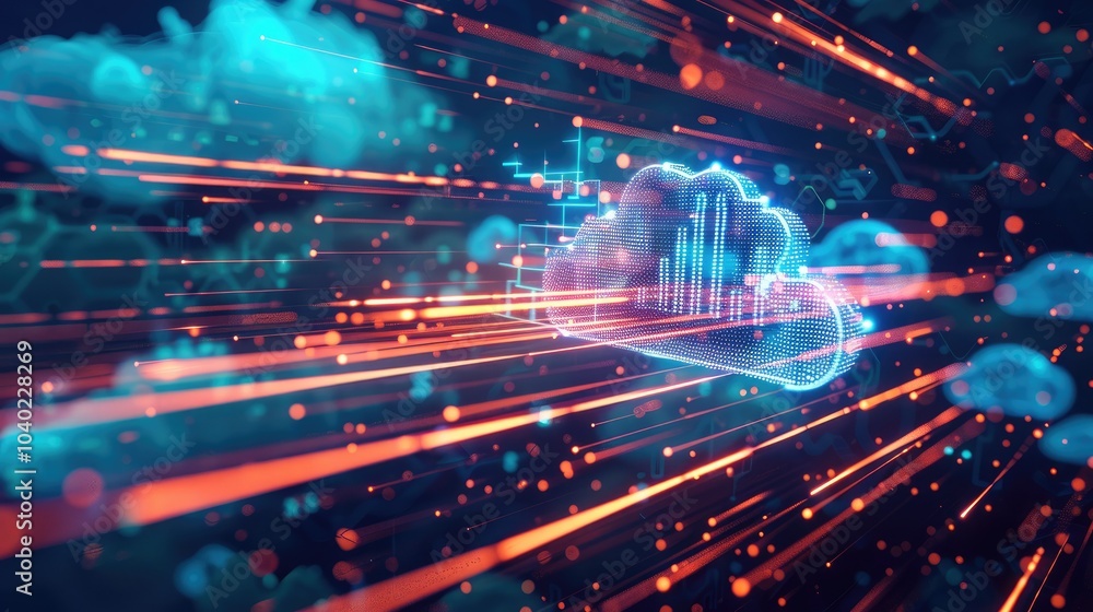 Aufkleber digital data processing in the virtual cloud abstract background