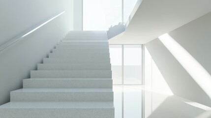 Obraz premium Minimalist modern staircase with sleek design and room for branding or text
