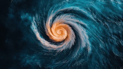 Naklejka premium Swirling hurricane patterns in vibrant blues and oranges.