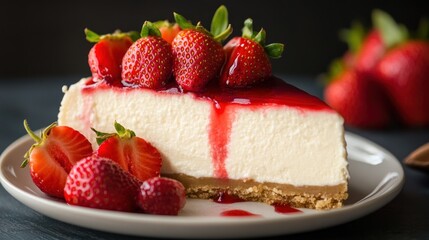 Delicious Strawberry Cheesecake Slice