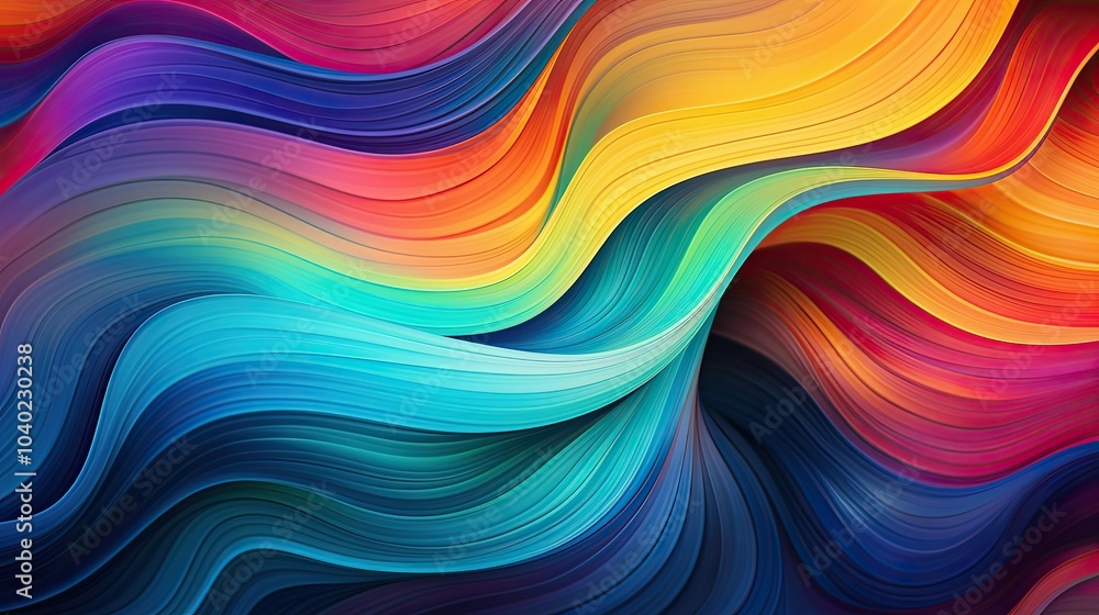 Poster abstract waves of vibrant colors pulsating and swirling
