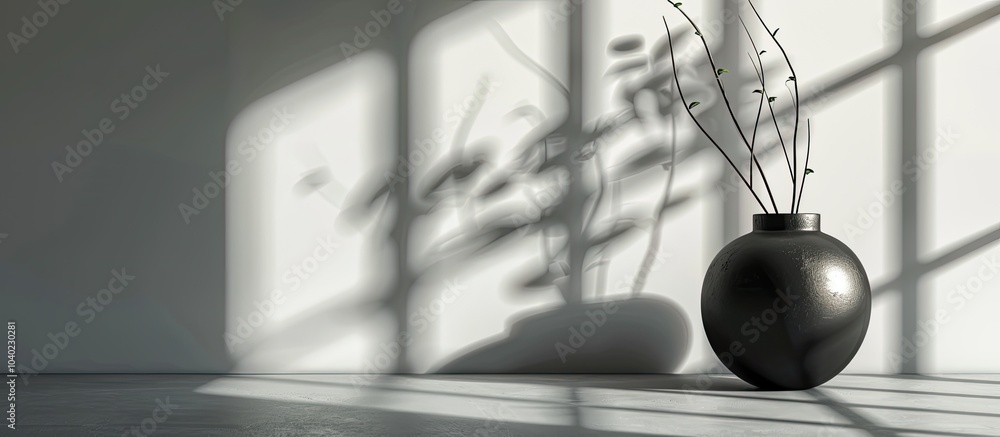Poster gray studio setting with shadows from a window ideal for product displays featuring copy space image