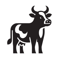 Black Mother Cow Silhouette Vector Icon Design Isolated on White Background