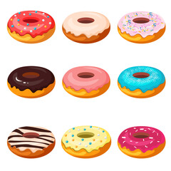 Set of donuts with different fillings