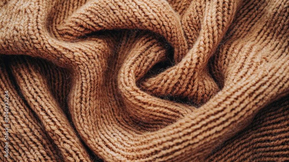 Poster close-up of textured brown knitted fabric with intricate patterns
