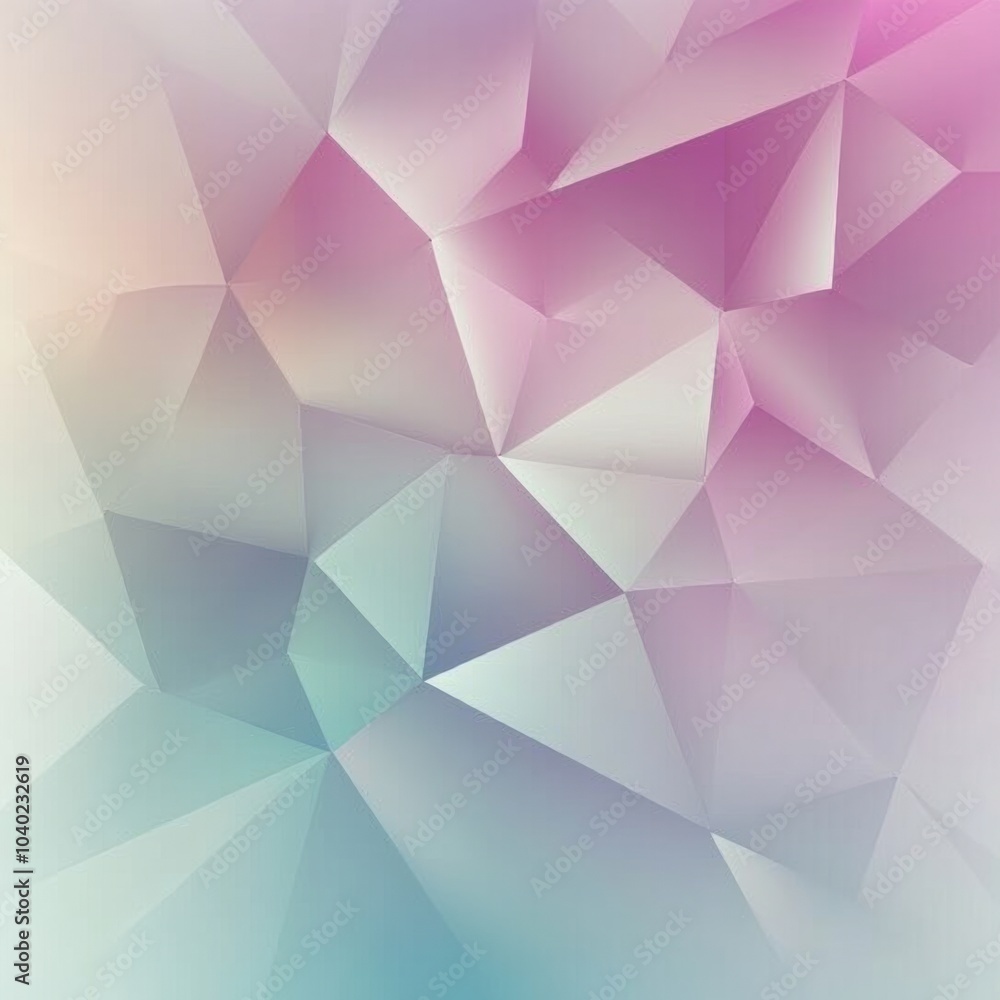 Fototapete The background showcases a soft gradient filled with polygonal shapes in pastel hues, ideal for digital projects and art. Generative AI