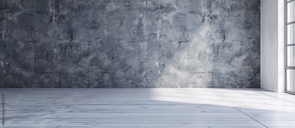 Poster empty studio room with a gray wall a white floor and a concrete backdrop featuring a realistic textu