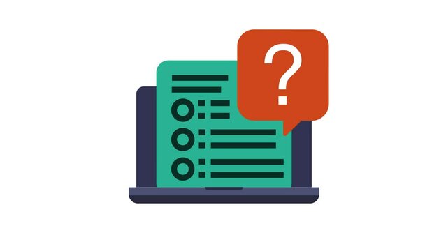 2D Motion Design: Laptop with Document and Question Mark Animation