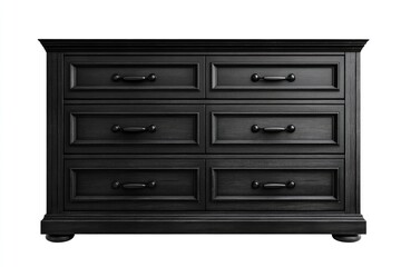 A single chest of drawers on a white background