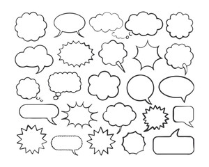 Speech bubble, speech balloon, chat bubble line art vector icon for apps and websites