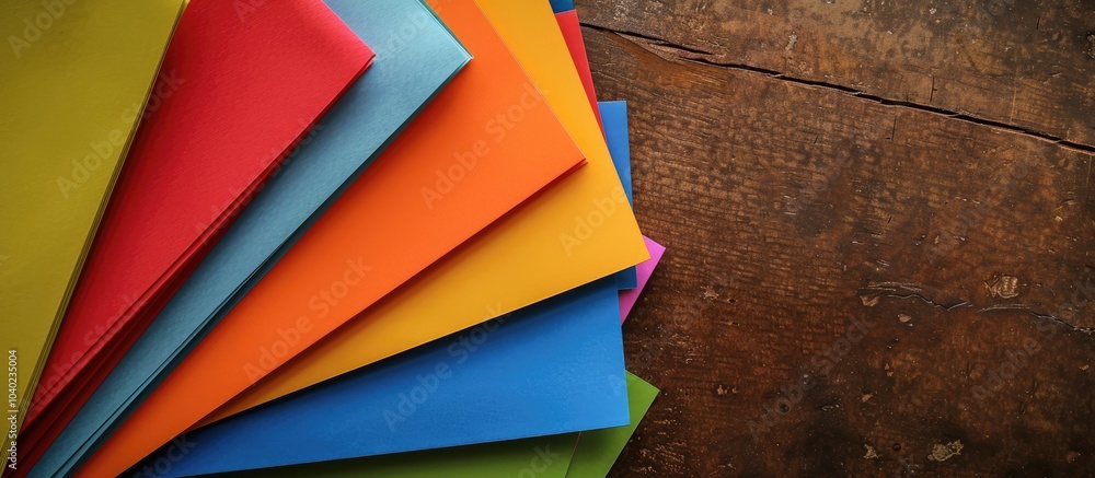 Poster colorful papers with a brown background display a symbolic back to school message with a copy space 