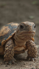 Obraz premium close up of tortoise showcasing its intricate shell and expressive face, highlighting its unique features and textures. This captures essence of this fascinating creature