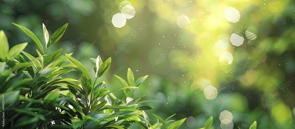 Poster blurred lush greenery creating a soft backdrop with copy space image