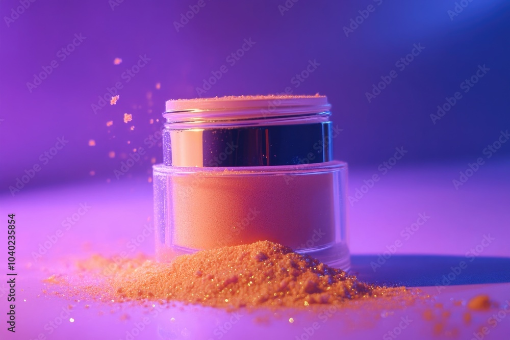 Aufkleber a jar of powder sits on a table with a clean and simple background