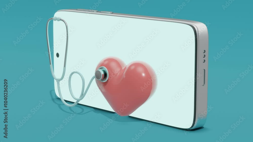 Poster mobile app for remote heart health monitoring. minimal modern seamless motion design. abstract loop 