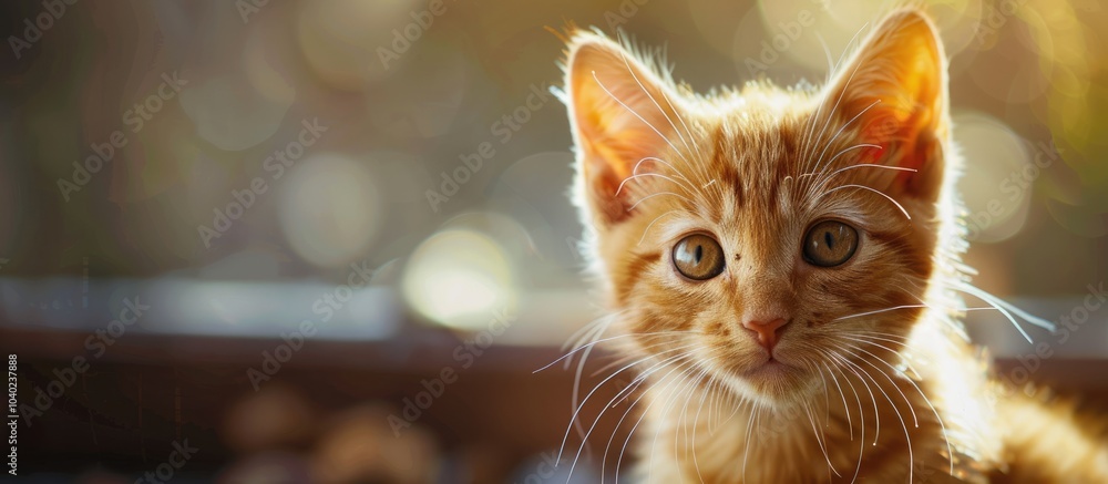 Poster adorable feline gazing towards the viewer in a charming manner with copy space image