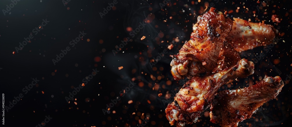 Poster dark background with copy space image featuring chicken wings