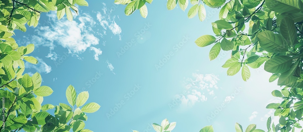 Canvas Prints summer blue sky and forest tree leaves create a serene background for the copy space image