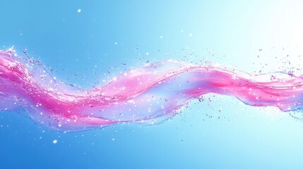 Fototapeta premium Flowing pink and blue abstract water wave with sparkling details