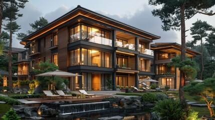 Obraz premium Modern residential building with eco-friendly design elements