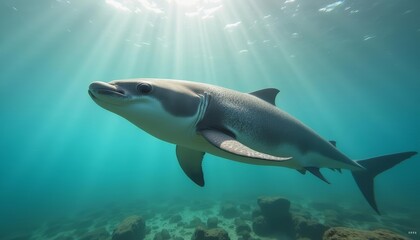 Fototapeta premium Underwater serenity with a majestic shark