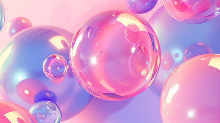 Minimalist abstract background with glossy, floating spheres.