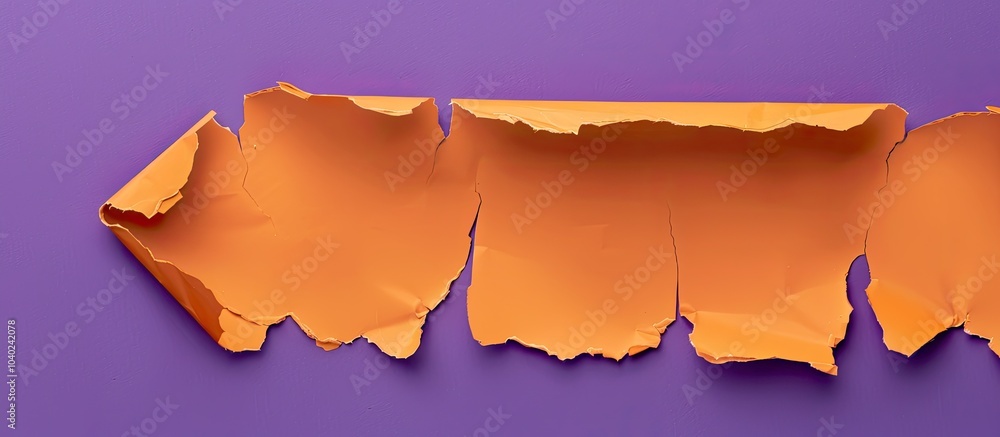 Poster orange paper piece with a torn edge featuring a business model message against a purple background s