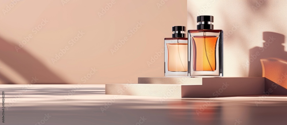 Poster chic and innovative perfume bottles with a plain design suitable for showcasing on a copy space imag