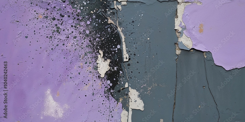 Canvas Prints Weathered Wall with Purple and Grey Paint