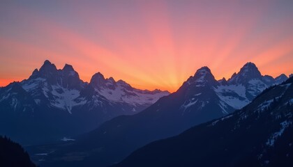  Majestic Sunset over Snowy Peaks