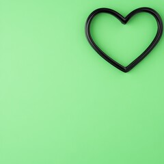 A black heart-shaped outline on a green background, symbolizing love.