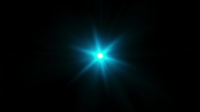 10 second loop of blue abstract light rays emanating from a center light source 