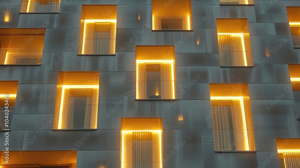 Poster Minimalist building exterior with unique light patterns
